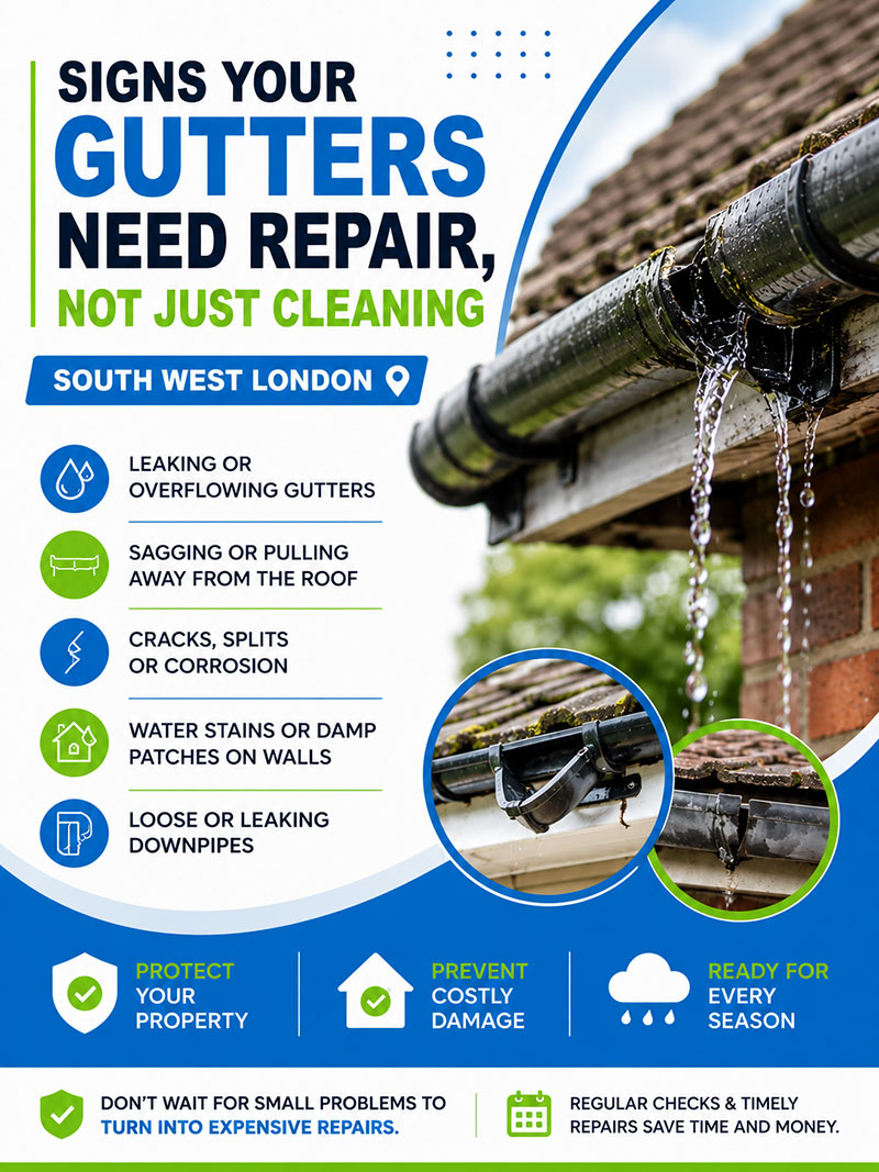 Signs Your Gutters Need Repair, Not Just Cleaning in South West London
