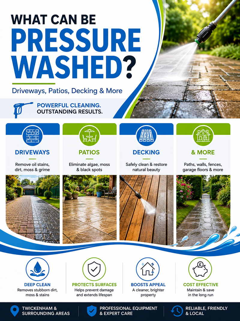 What Can Be Pressure Washed in Twickenham & Surrounding Areas? Driveways, Patios, Decking & More